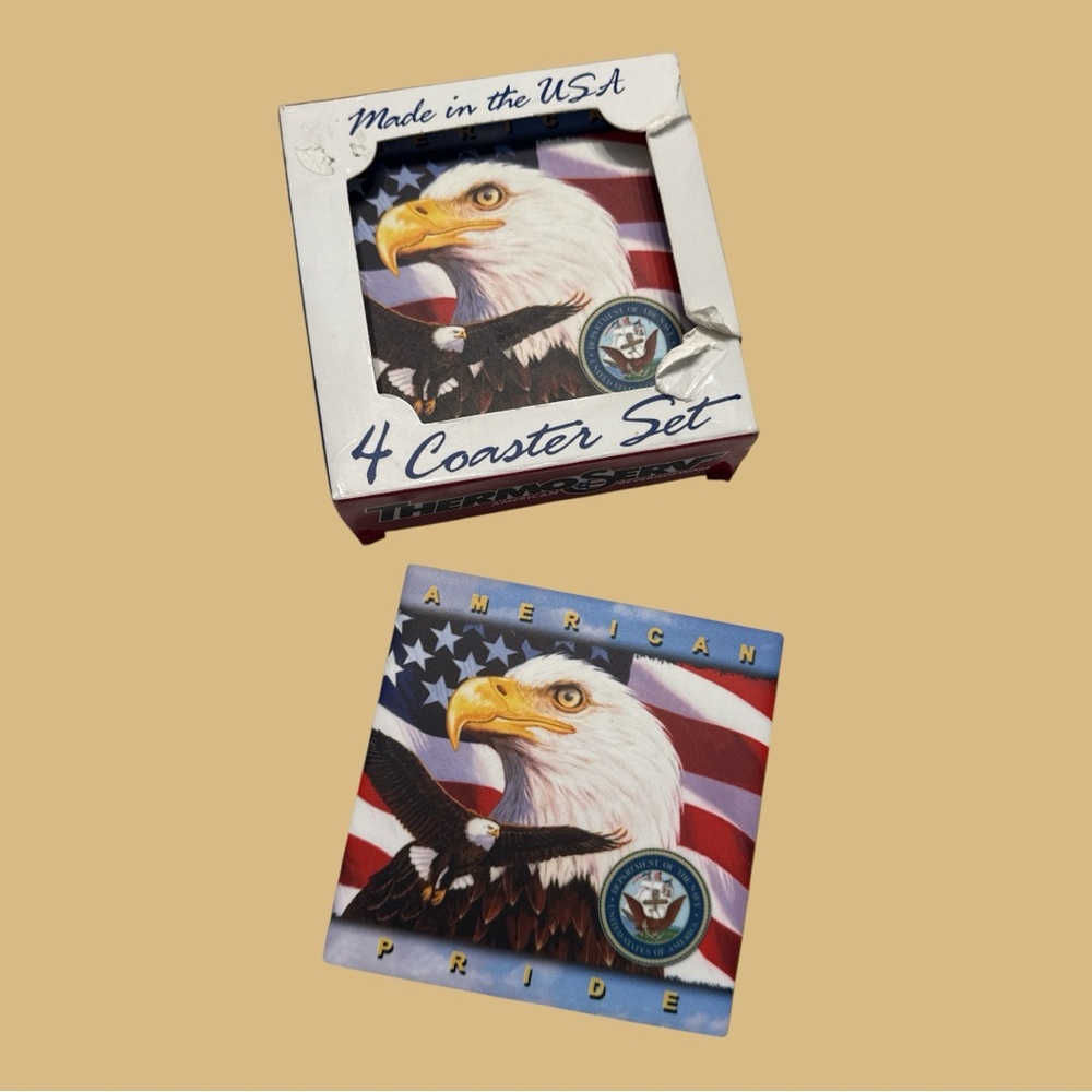 American Pride Bald Eagle Coaster Set dept of navy